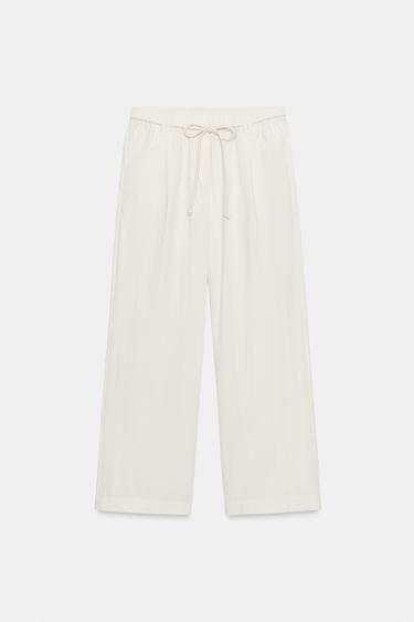 PANTALON POPELINE ZW COLLECTION - Écru de Zara