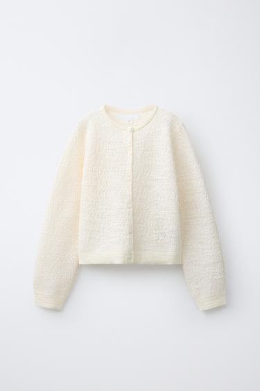 STRICKJACKE MIT STRUKTURMUSTER - Cremefarben hell von Zara