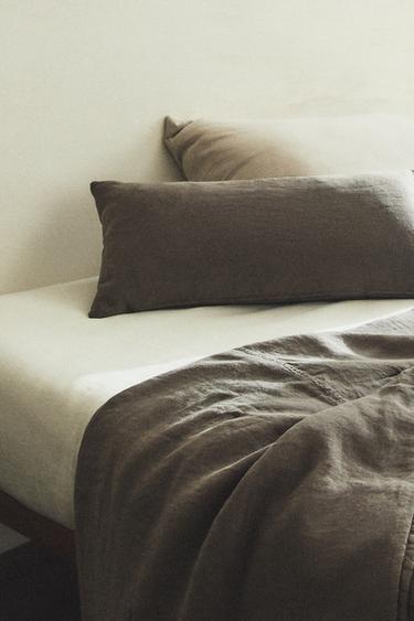 WASHED-EFFECT LINEN QUILT - Charcoal by Zara