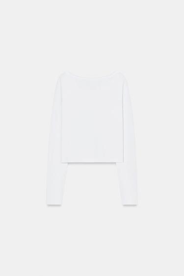 HENLEY NECK T-SHIRT - White by Zara - Image 6