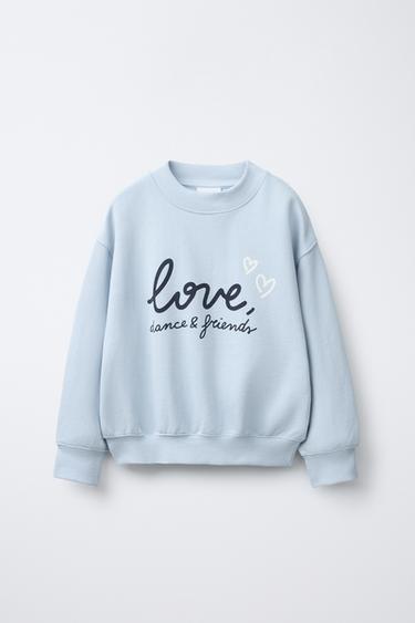 Zara PRINTED SWEATSHIRT - Light blue