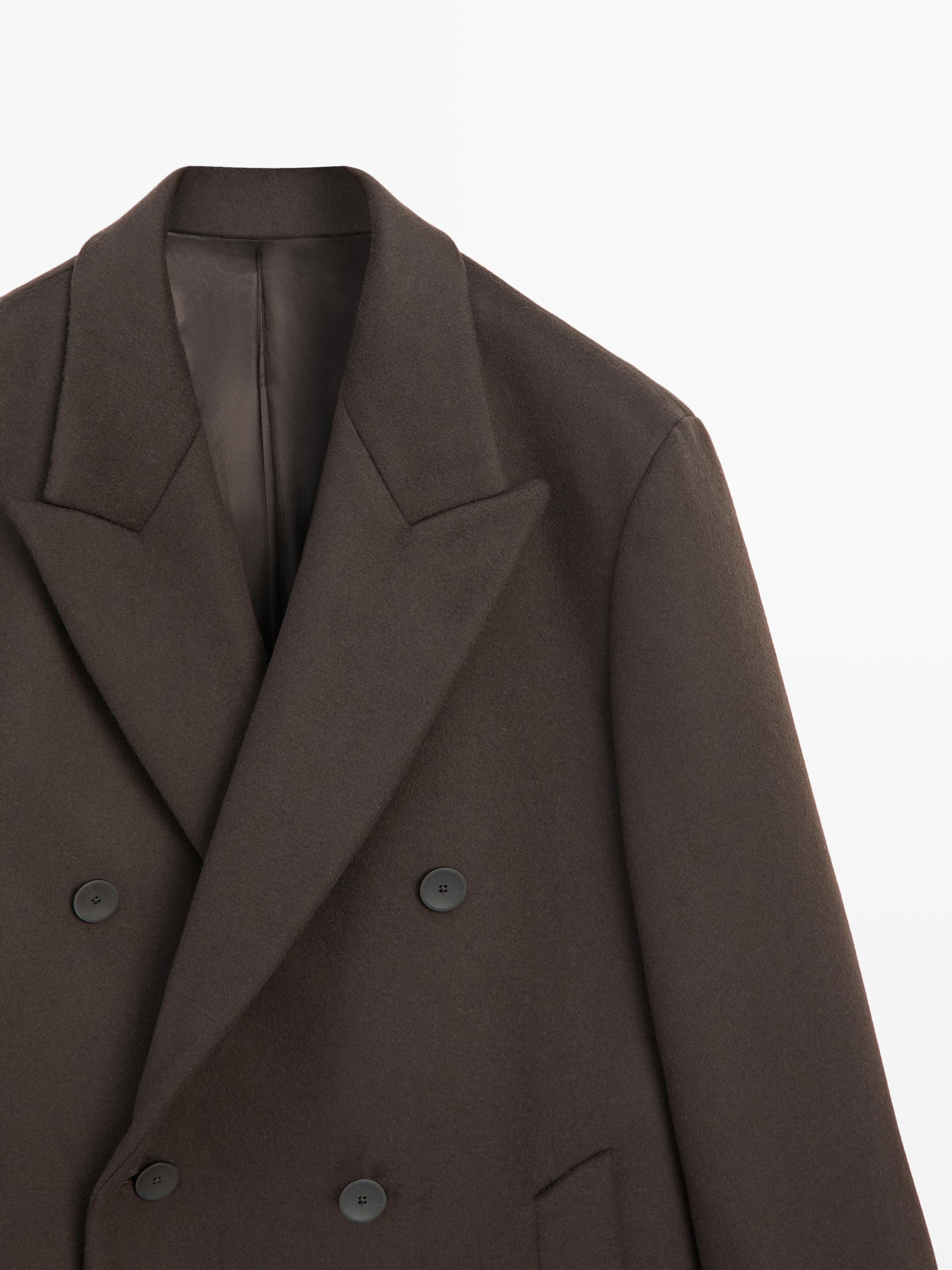 Long double-breasted wool blend coat - LIMITED