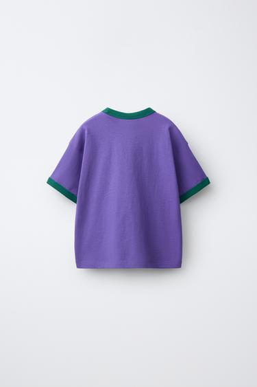 FRUIT OF THE LOOM™ EMBROIDERED CONTRAST T-SHIRT — Purple 2