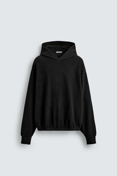 TEXTURED HOODED SWEATSHIRT - Black by Zara - Image 0