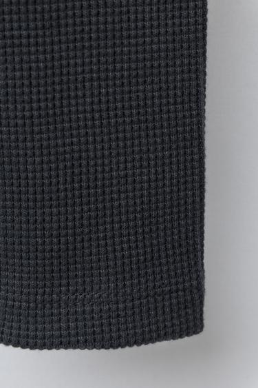 WAFFLE-KNIT LACE LEGGINGS - Dark anthracite by Zara