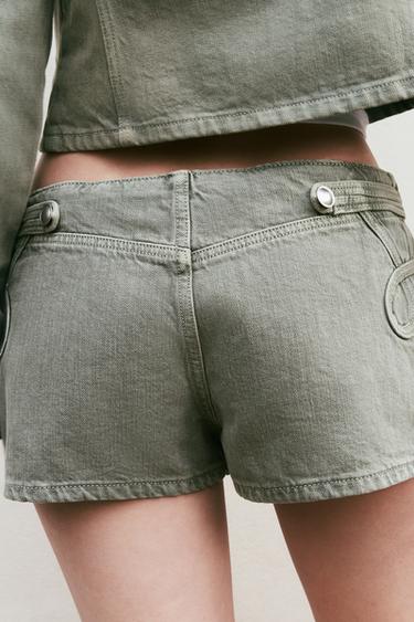 SHORT MINI À BOUTONS - Vert de Zara - Image 4