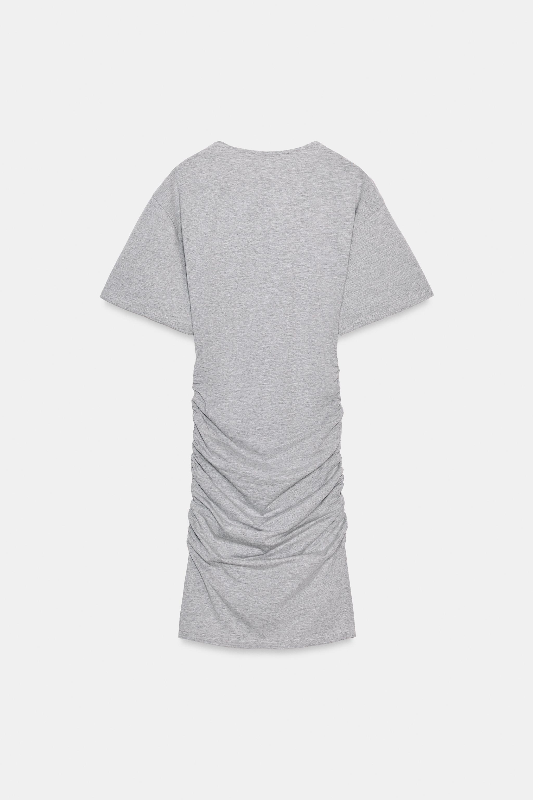 zara grey ruched dress ZARA Black Ruched Cut Out Side Mini Dress (Small)