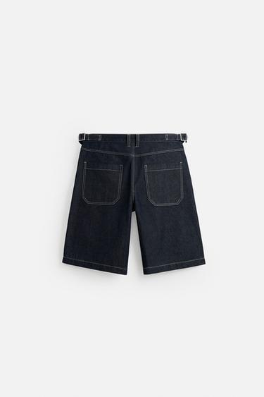 BELTED BAGGY FIT DENIM BERMUDA SHORTS - Blue by Zara - Image 7