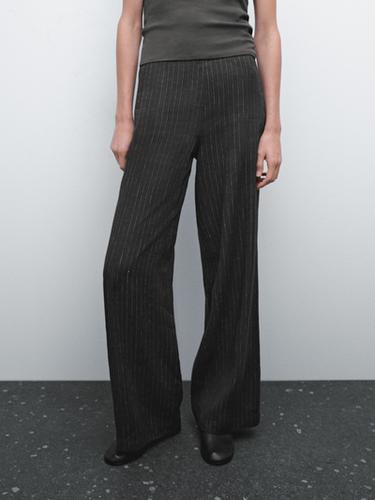Pantalón traje raya diplomática - salmon/oscuro de Zara