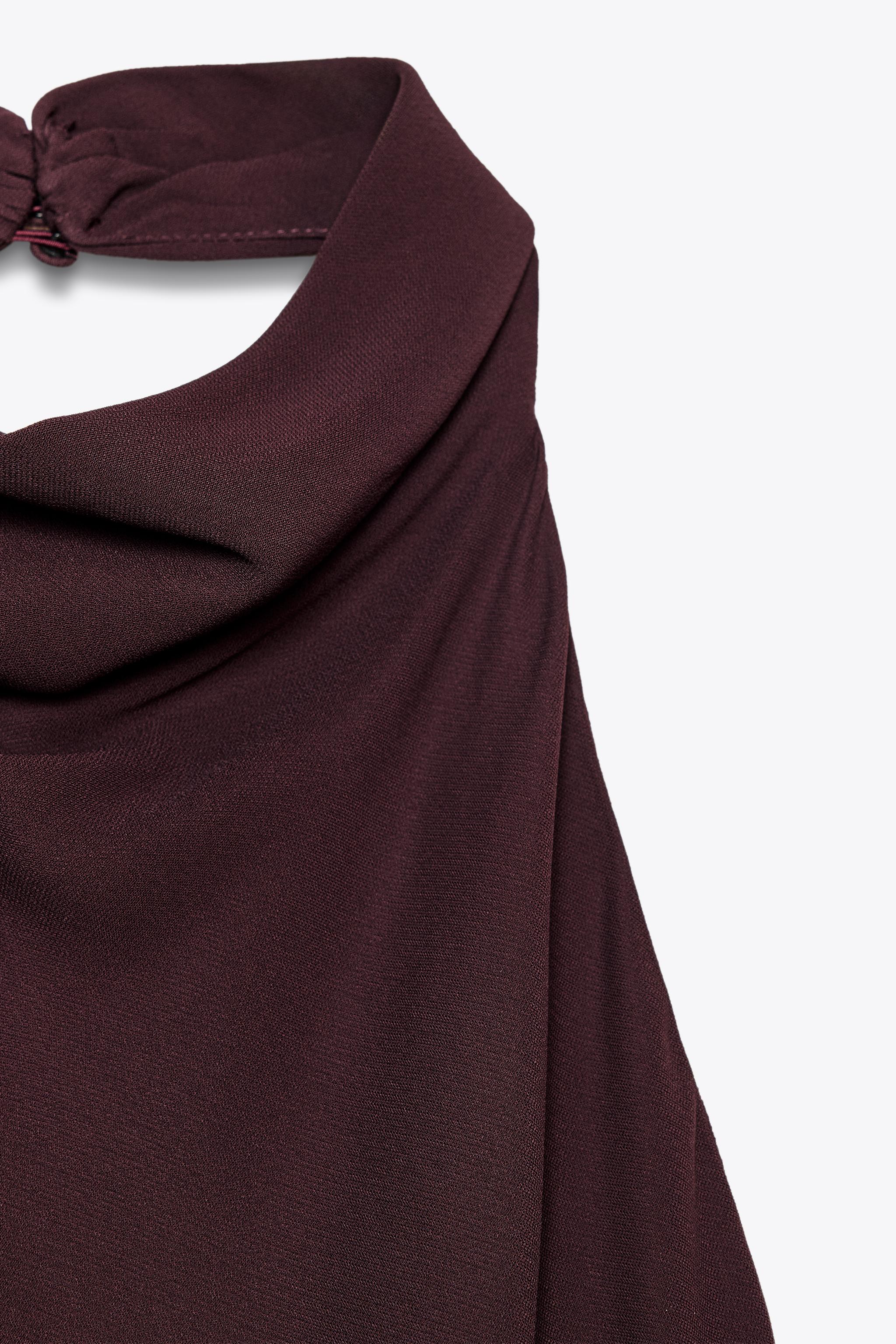 【ZARA】ZW COLLECTION ホルターネックワンピース |2524/235/681 HALTER DRESS ZW COLLECTION - Burgundy | ZARA Canada