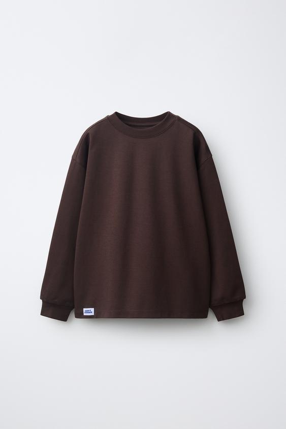PLAIN INTERLOCK T-SHIRT - Brown by Zara - Image 0