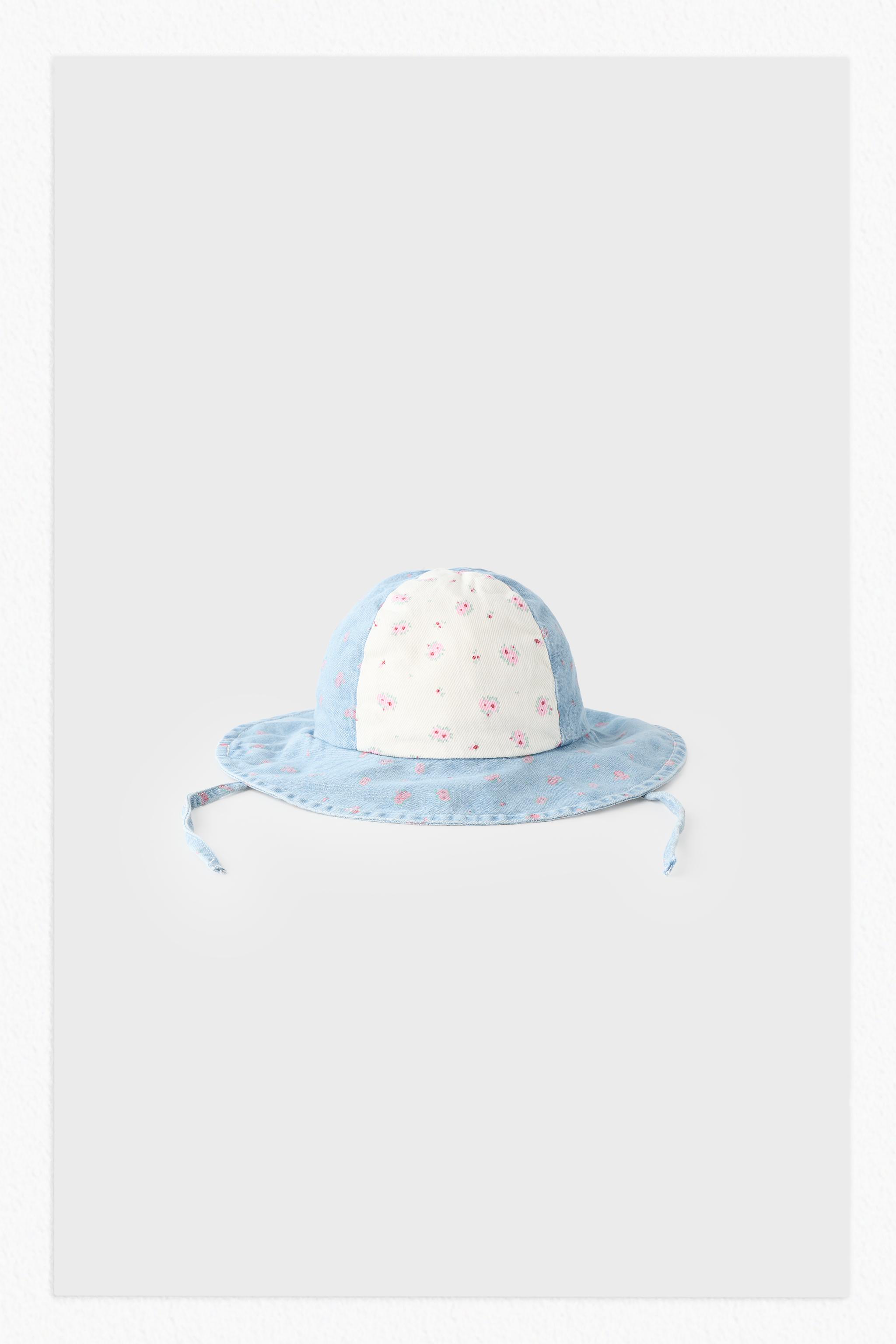 FLORAL PATCHWORK BUCKET HAT — Blue / White