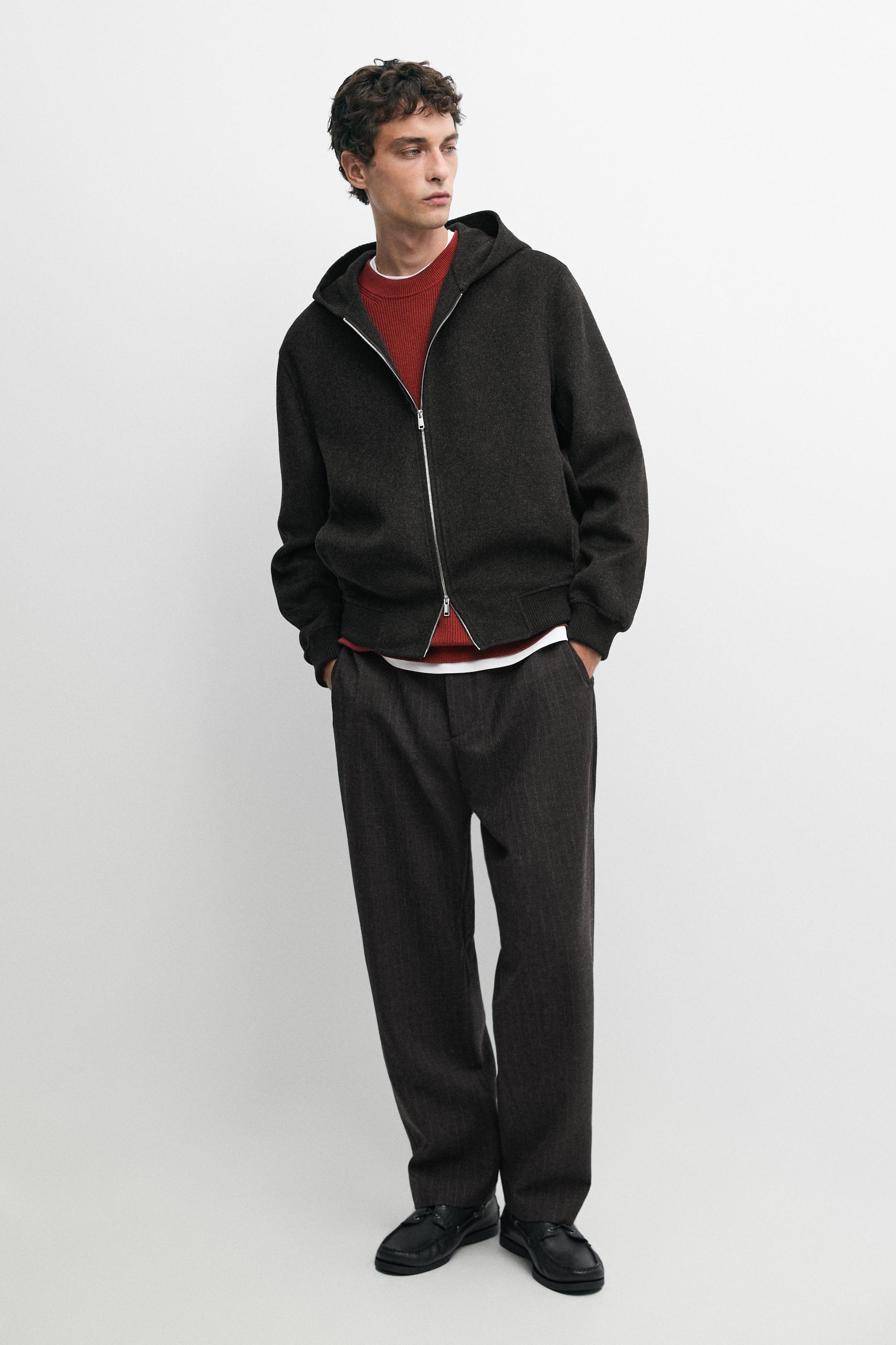 100% wool striped relaxed fit trousers — Anthracite grey