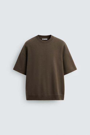 SUDADERA INTERLOCK TÉCNICA - Marrón oscuro de Zara - Imagen 0