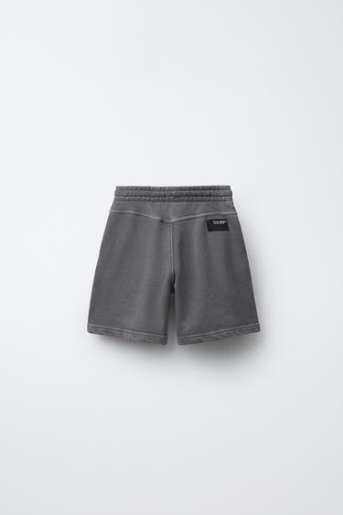 STRAIGHT PLUSH GARMENT-DYED BERMUDA SHORTS - Mid-grey by Zara - Image 1