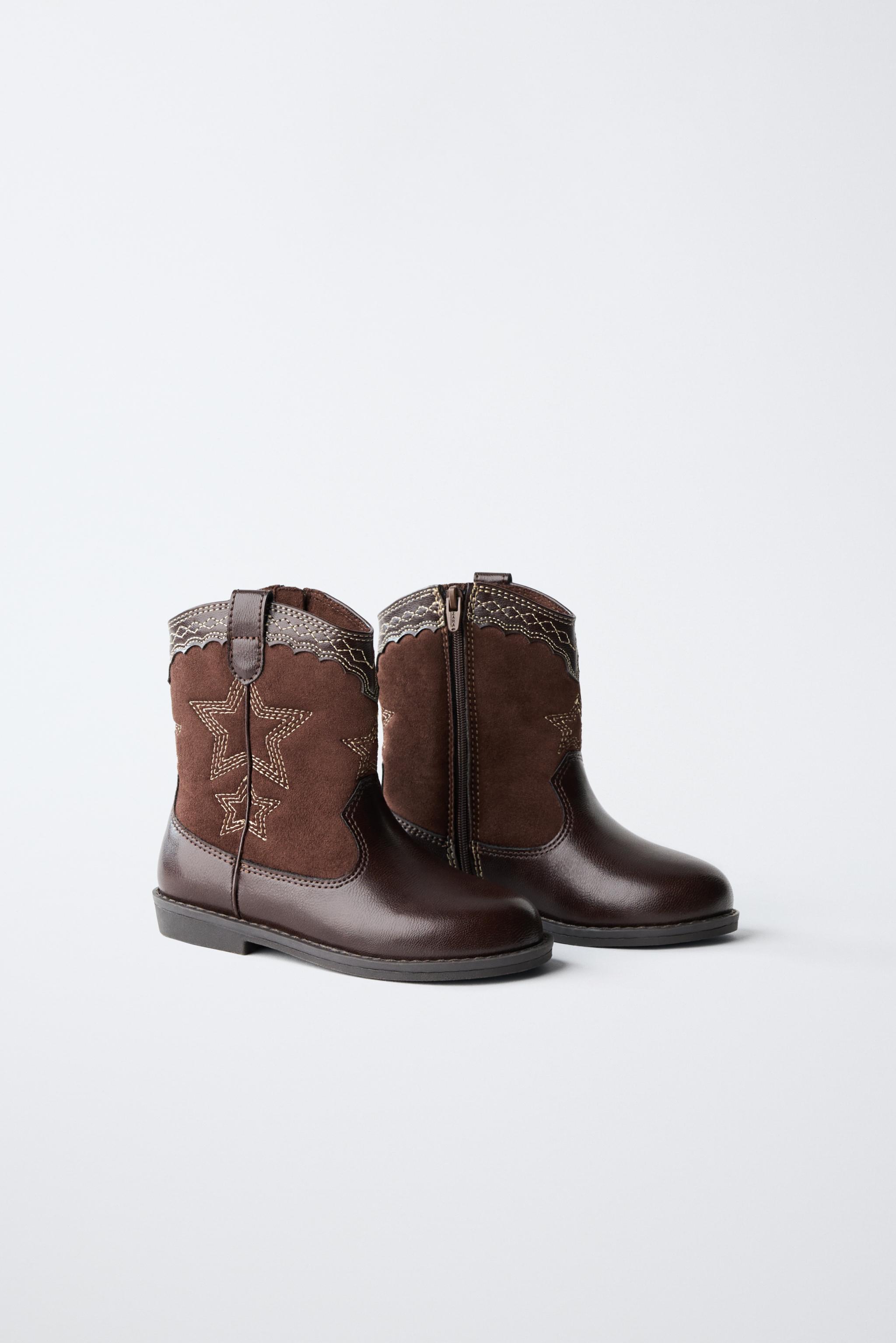 EMBROIDERED COWBOY BOOTS — Brown