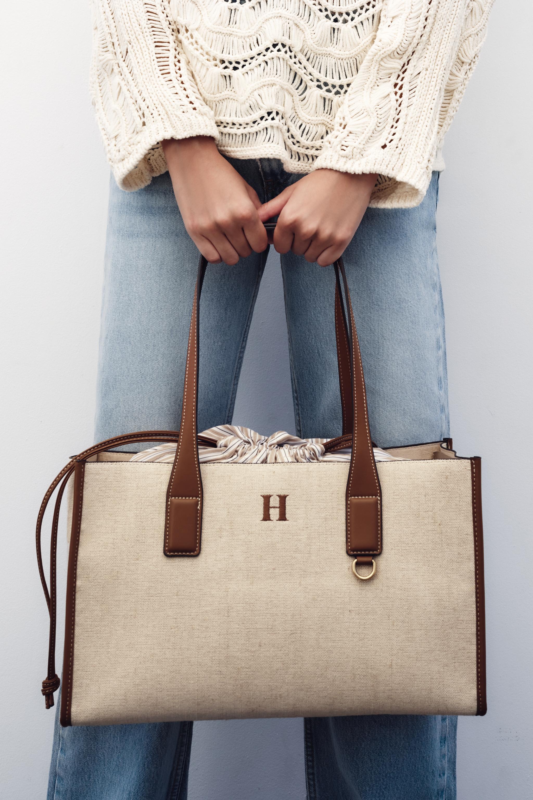 MAXI CANVAS TOTE BAG - Ecru | ZARA United States MAXI CANVAS TOTE BAG - Ecru | ZARA United States