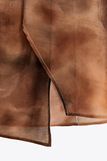 KNOTTED PRINTED SARONG - camel by Zara - Image 3