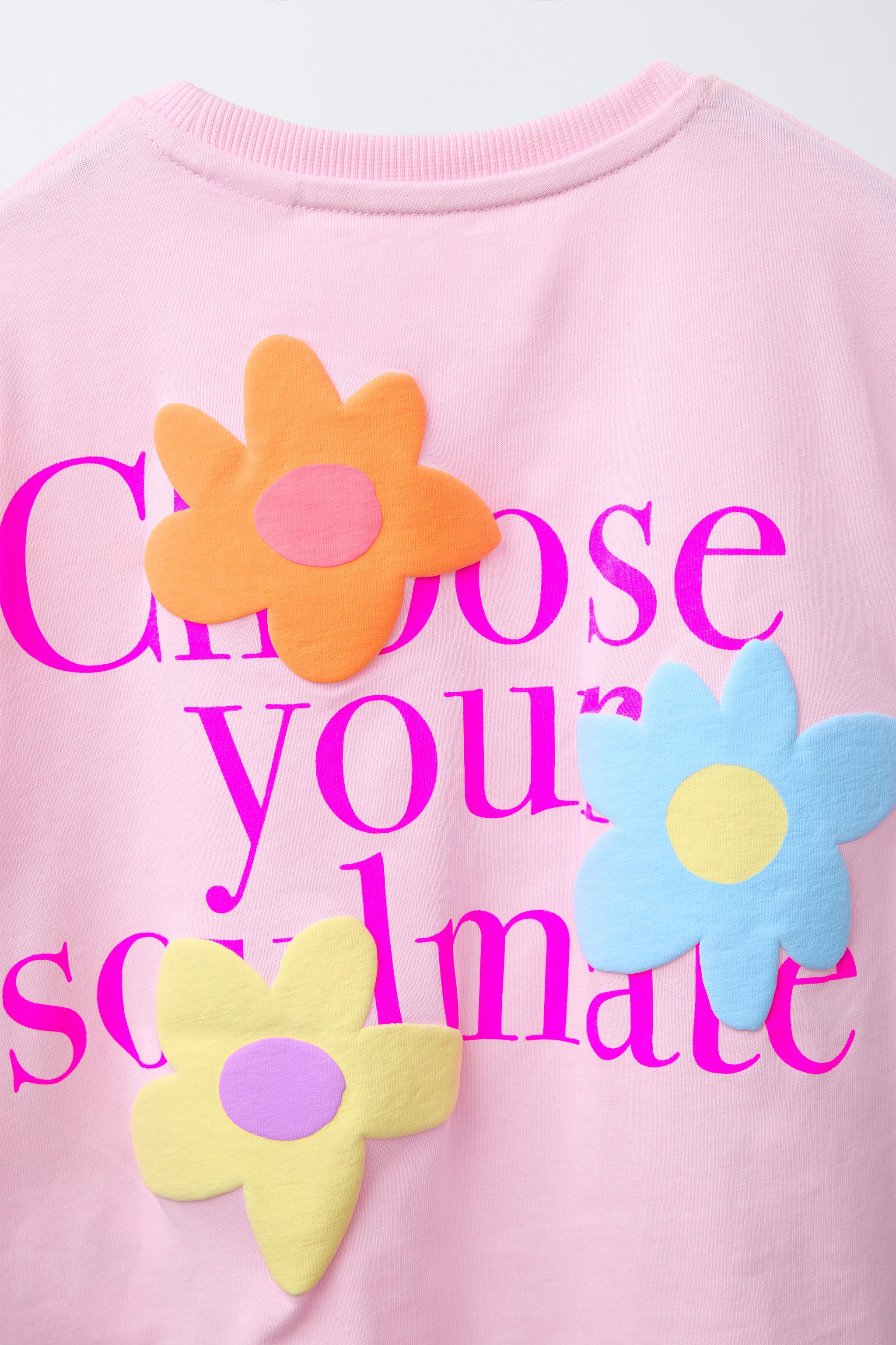 RAISED PRINT T-SHIRT - Pink | ZARA United States