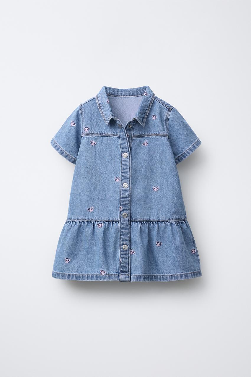 Zara - Embroidered Butterfly Denim Dress - 1 Years (33,9 Inches) - Light Blue - Kids Zara - Embroidered Butterfly Denim Dress - 1 Years (33,9 Inches) - Light Blue - Kids