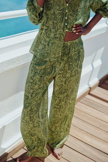 METALLIC THREAD PRINTED TROUSERS - Multicoloured by Zara