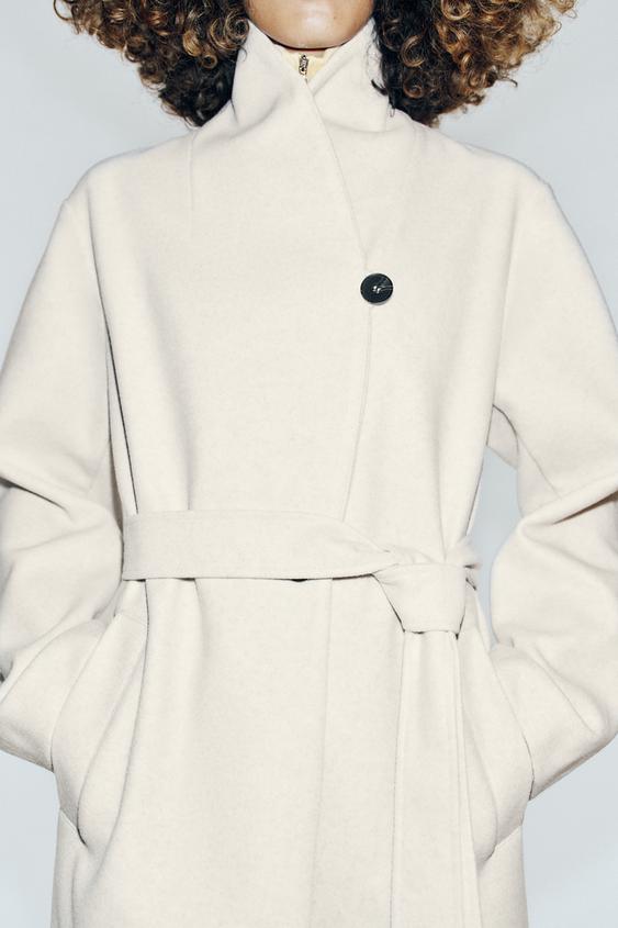 SOFT BELTED COAT - Ecru by Zara - Image 3