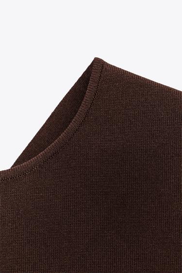 STRICK-CROPTOP MIT CUT-OUT-DETAIL AM RÜCKEN - Braun von Zara