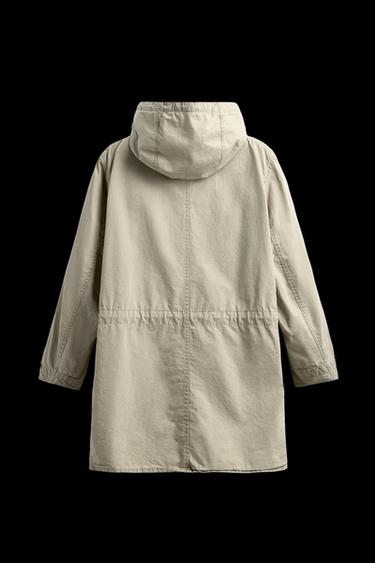 SHORT COTTON PARKA - Grey green by Zara
