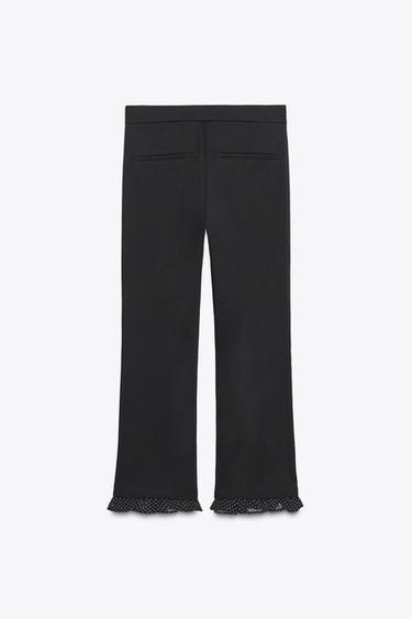 Zara RUFFLED MINI FLARE PANTS - Black
