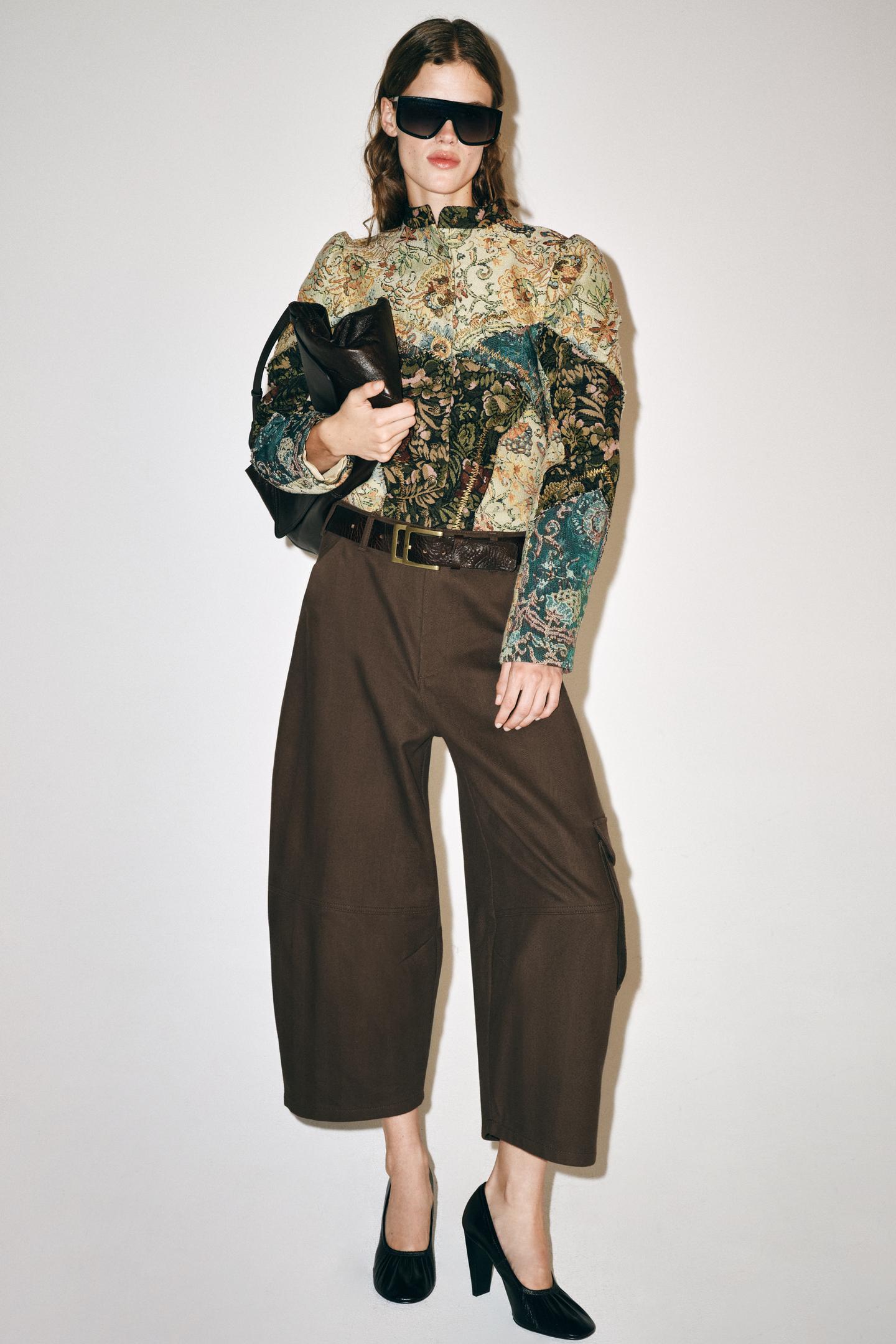 Женские брюки Zara ZW Collection Cargo Capri, цвет: Коричневый