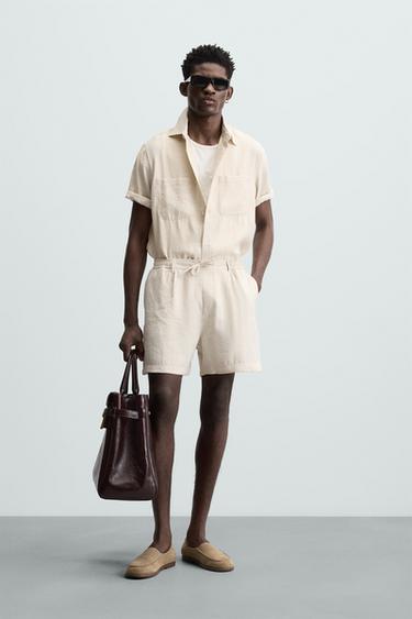 Zara SHORT REGULAR FIT SHORTS - Ecru