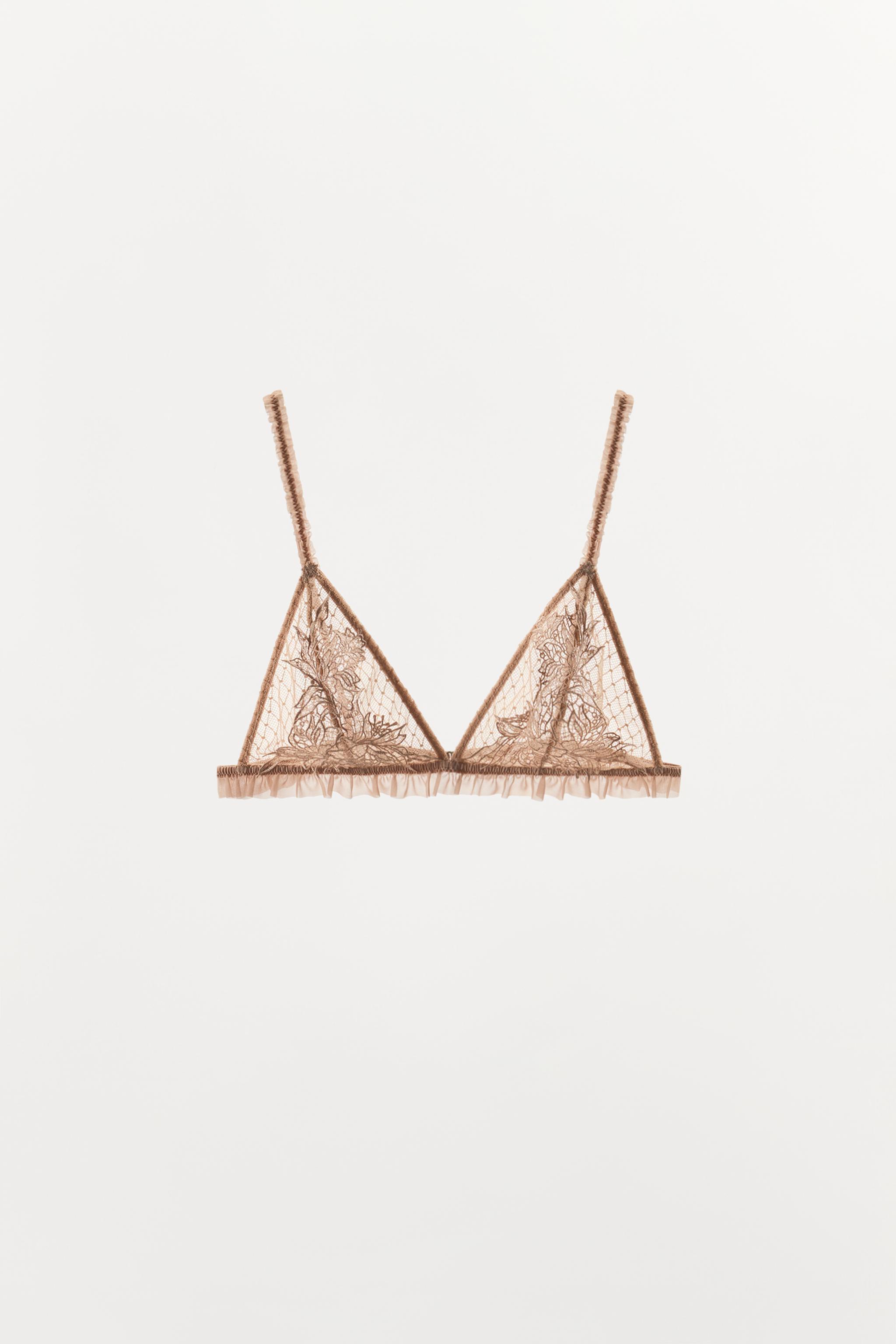 EMBROIDERED MESH BRA — Pink / White