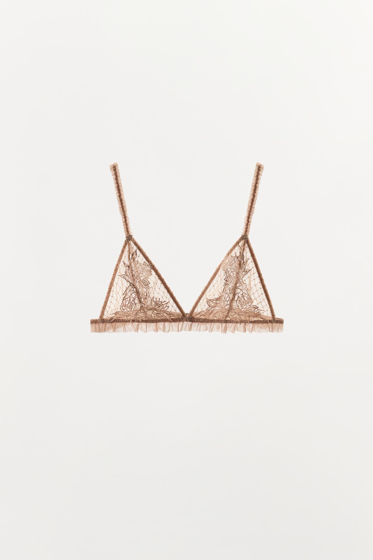 EMBROIDERED MESH BRA — Pink / White