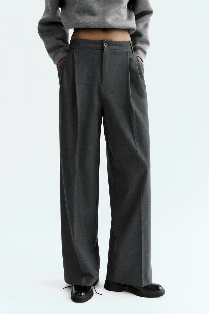Zara pantalon droit femme 36 - T1 - S Gris Gris - Vêtements