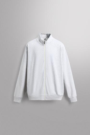 RELAXED-FIT-SWEATSHIRT MIT REISSVERSCHLUSS - Grau meliert von Zara