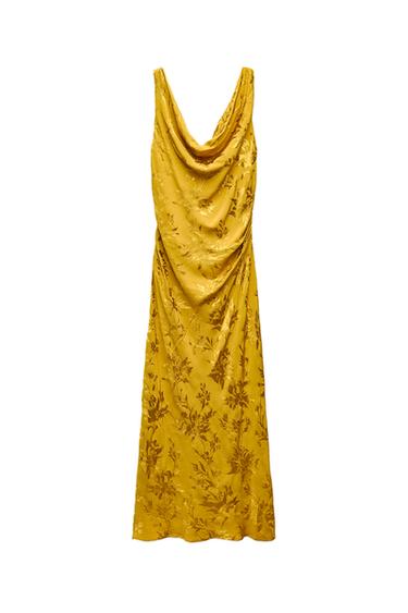 SATIN JACQUARD MIDI DRESS