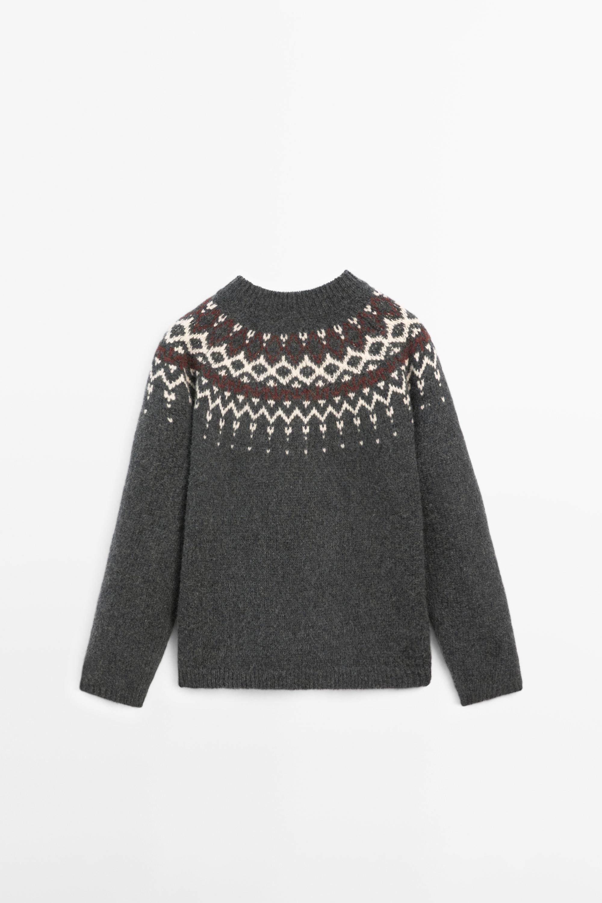 Pull en maille jacquard 100 % laine