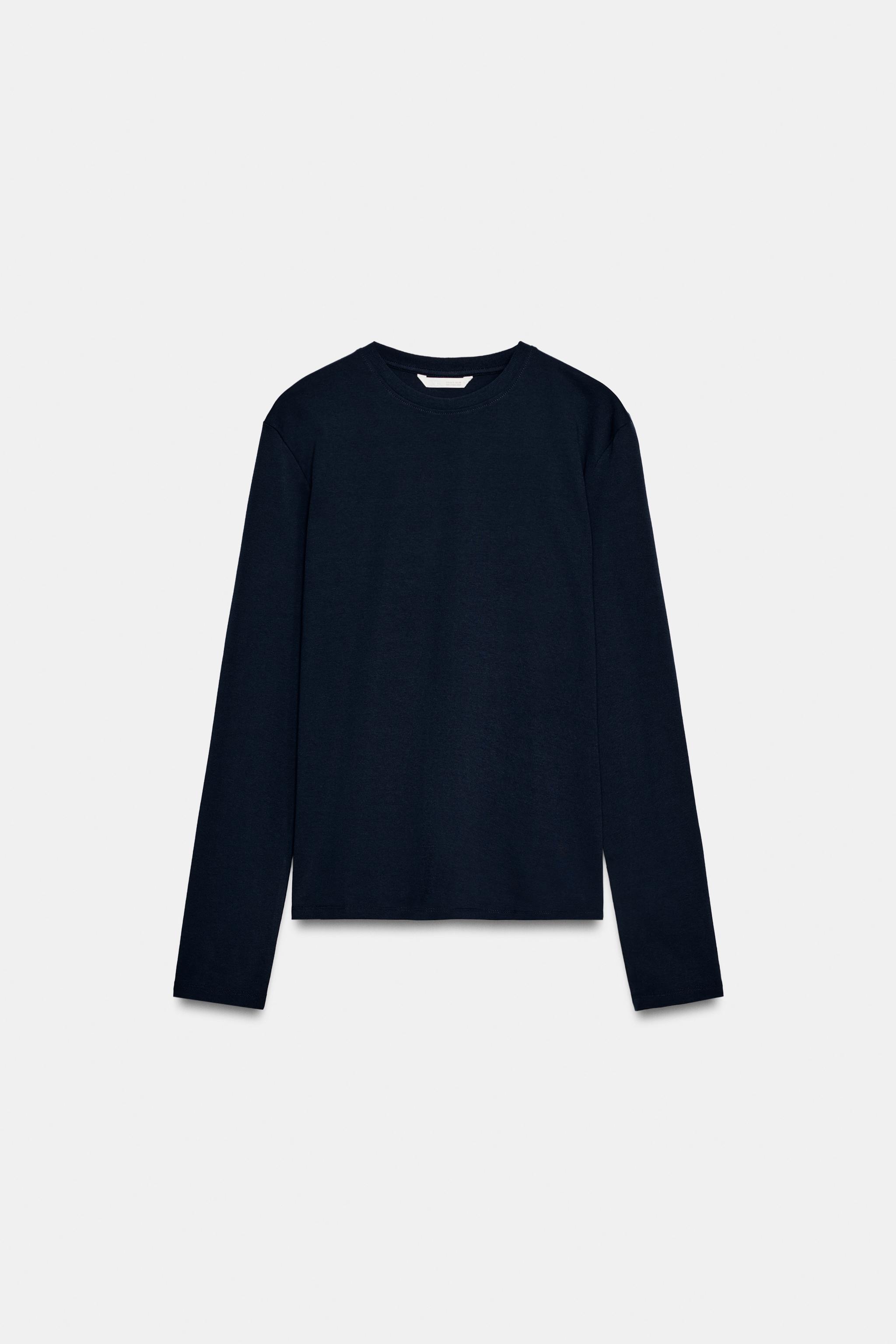Zara İNTERLOK UZUN KOLLU T-SHIRT görsel 5