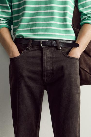 AARON LEVINE X ZARA VINTAGE EFFECT LEATHER BELT - Black by Zara - Image 0