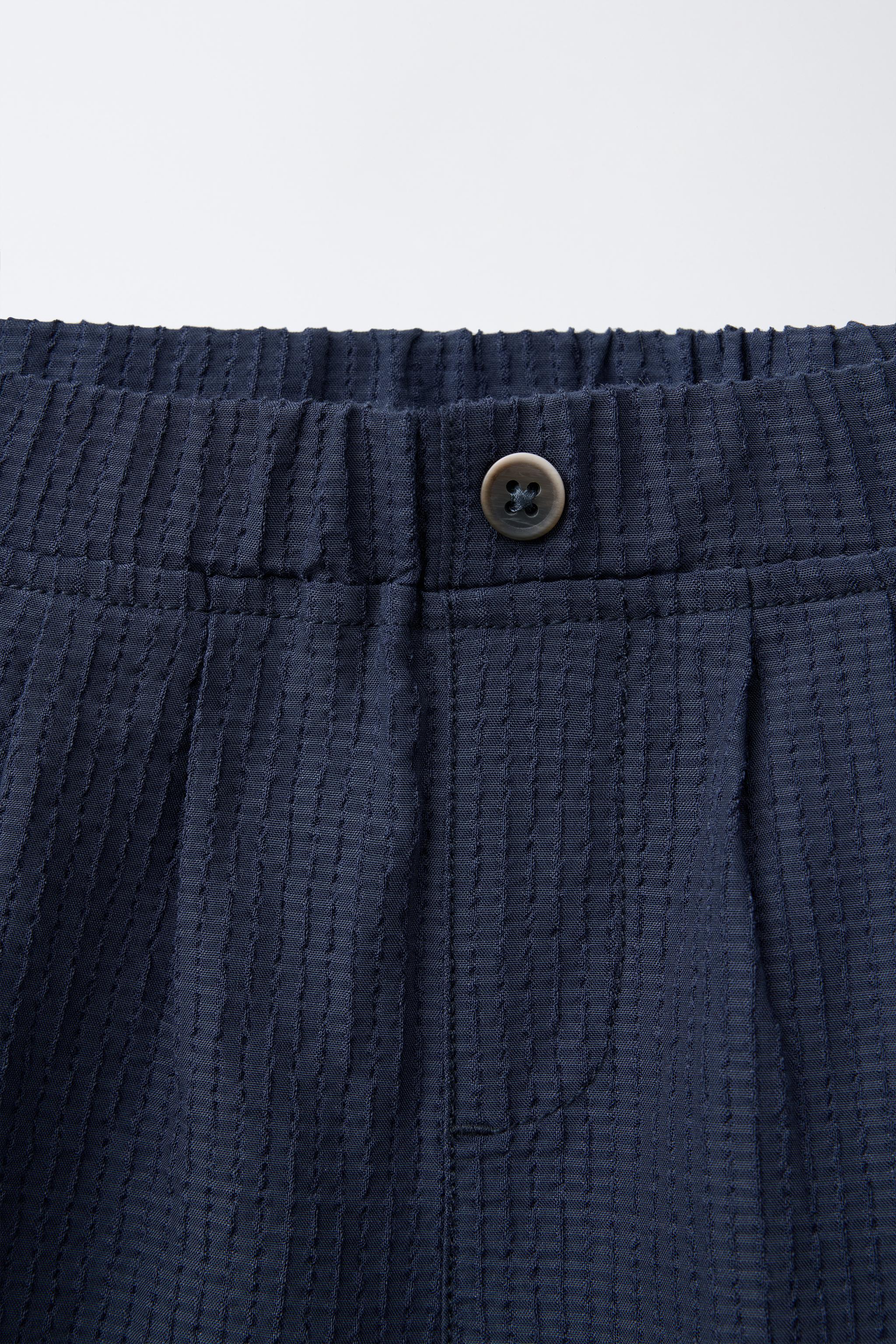SEERSUCKER BAGGY PANTS - Blue | ZARA United States