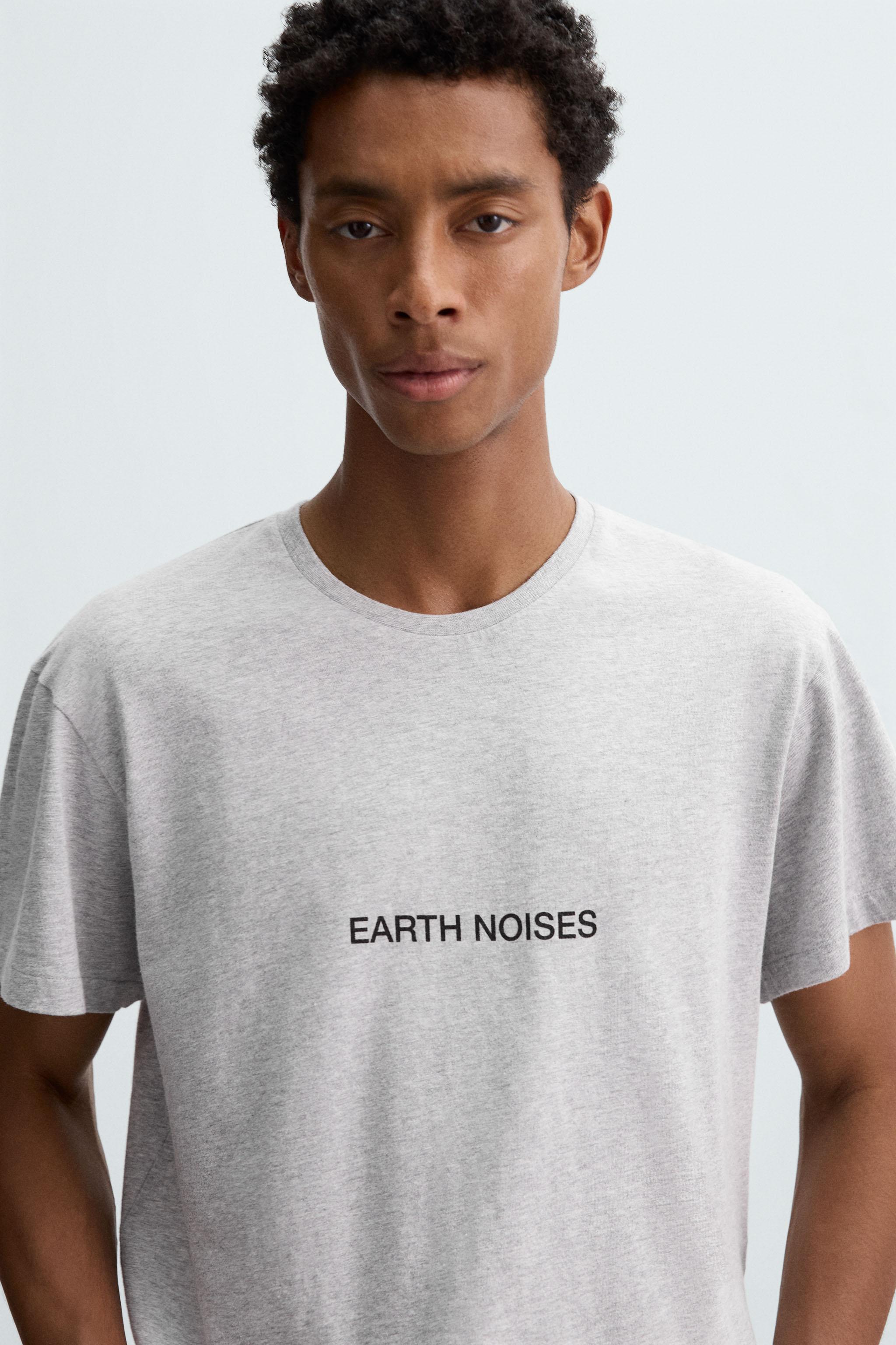 スリムフィットテキストTシャツ - グレーマール | ZARA Japan / 日本