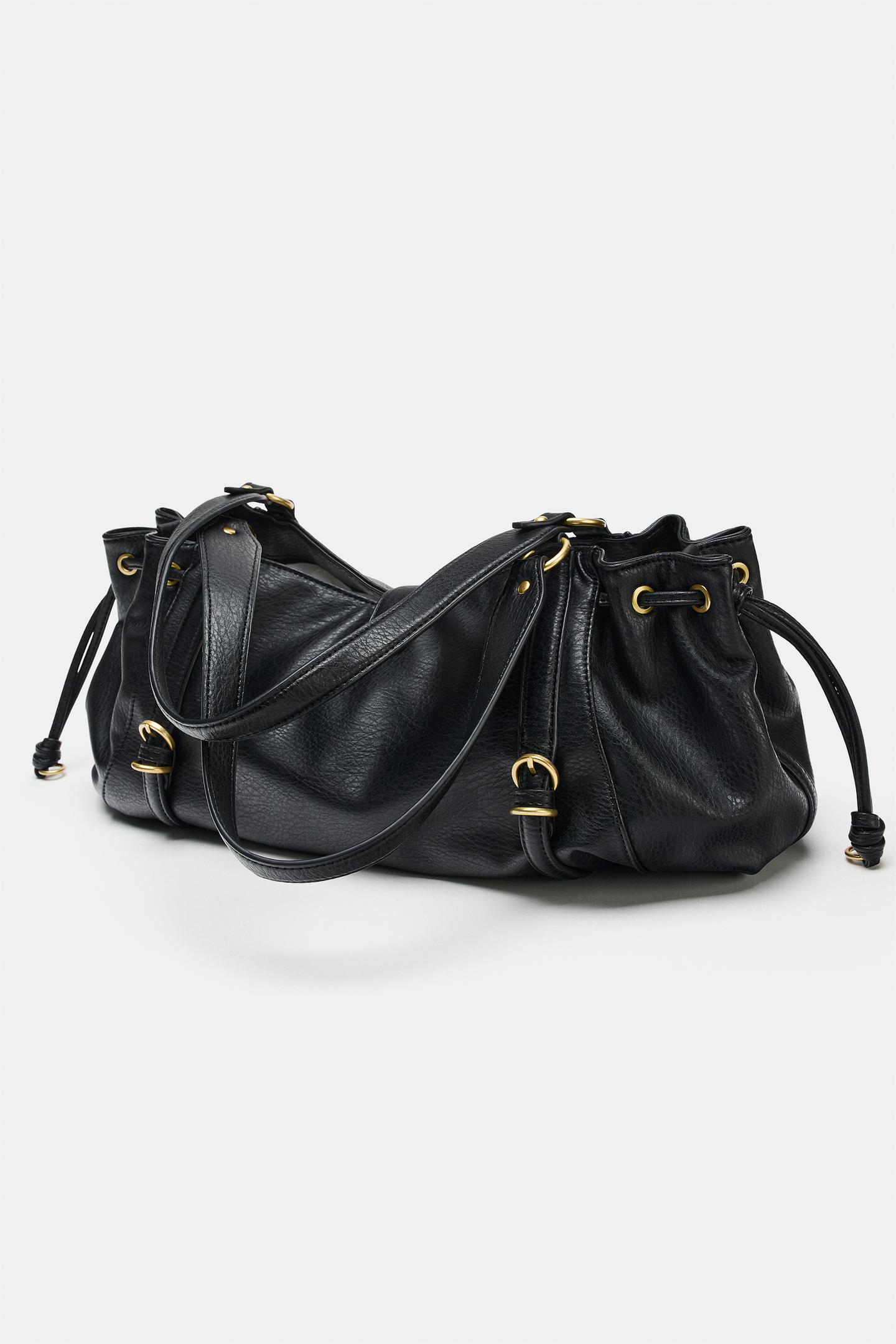 Женская сумка Zara Bowling bag with ring detail, цвет: Чёрный — фото 2