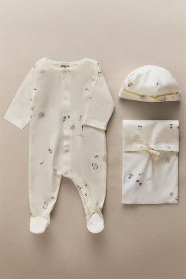 PRINTED NEWBORN BABY SET - Cream by Zara - Image 5
