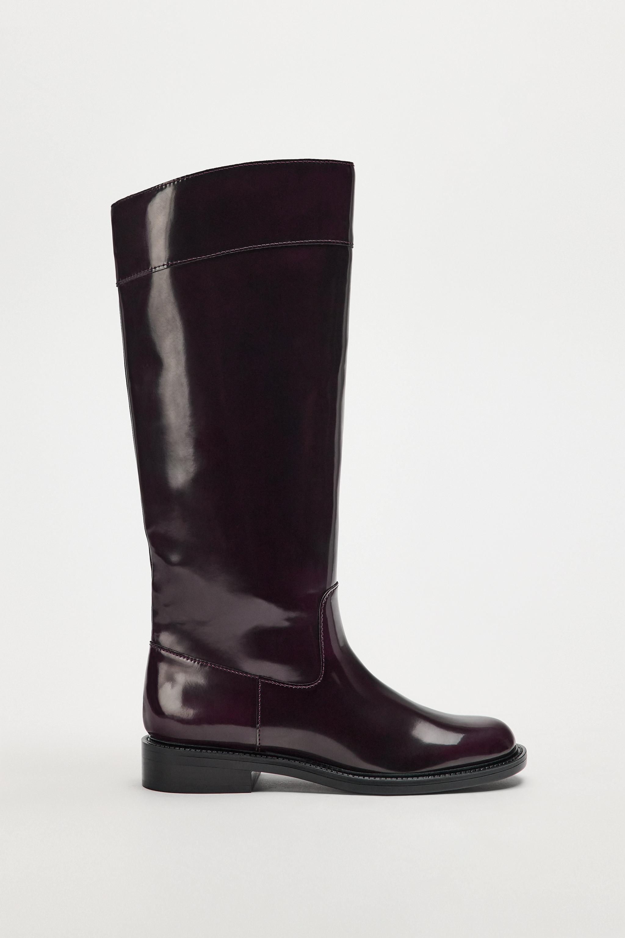 FLAT BOOTS Burgundy Red ZARA United States