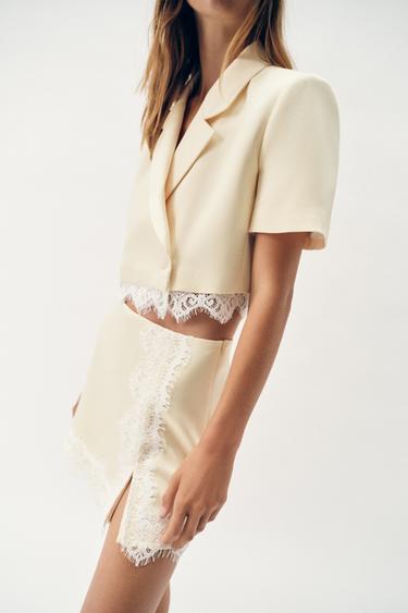 CONTRAST LACE SKORT - Yellow by Zara - Image 2