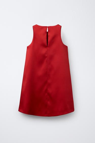 ROBE EN SATIN À NŒUDS - Rouge de Zara - Image 1