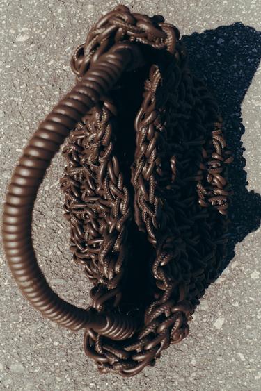 TOPSTITCHED BRAIDED HANDBAG - Chocolate by Zara