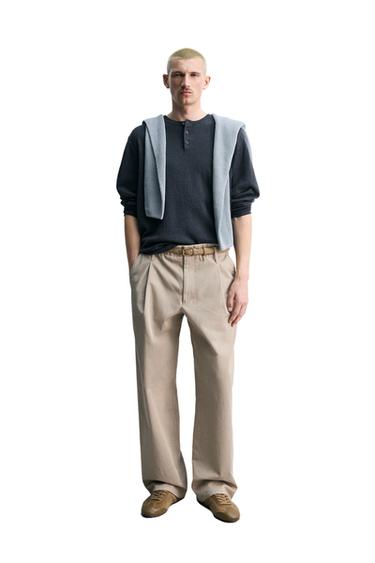 リネンウールヘンリーネックセーターダークインディゴブルーZaraのリネンウールヘンリーネックセーター - ダークインディゴブルー 