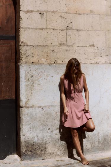 ROBE COURTE LACETS - Rose poudré de Zara - Image 0