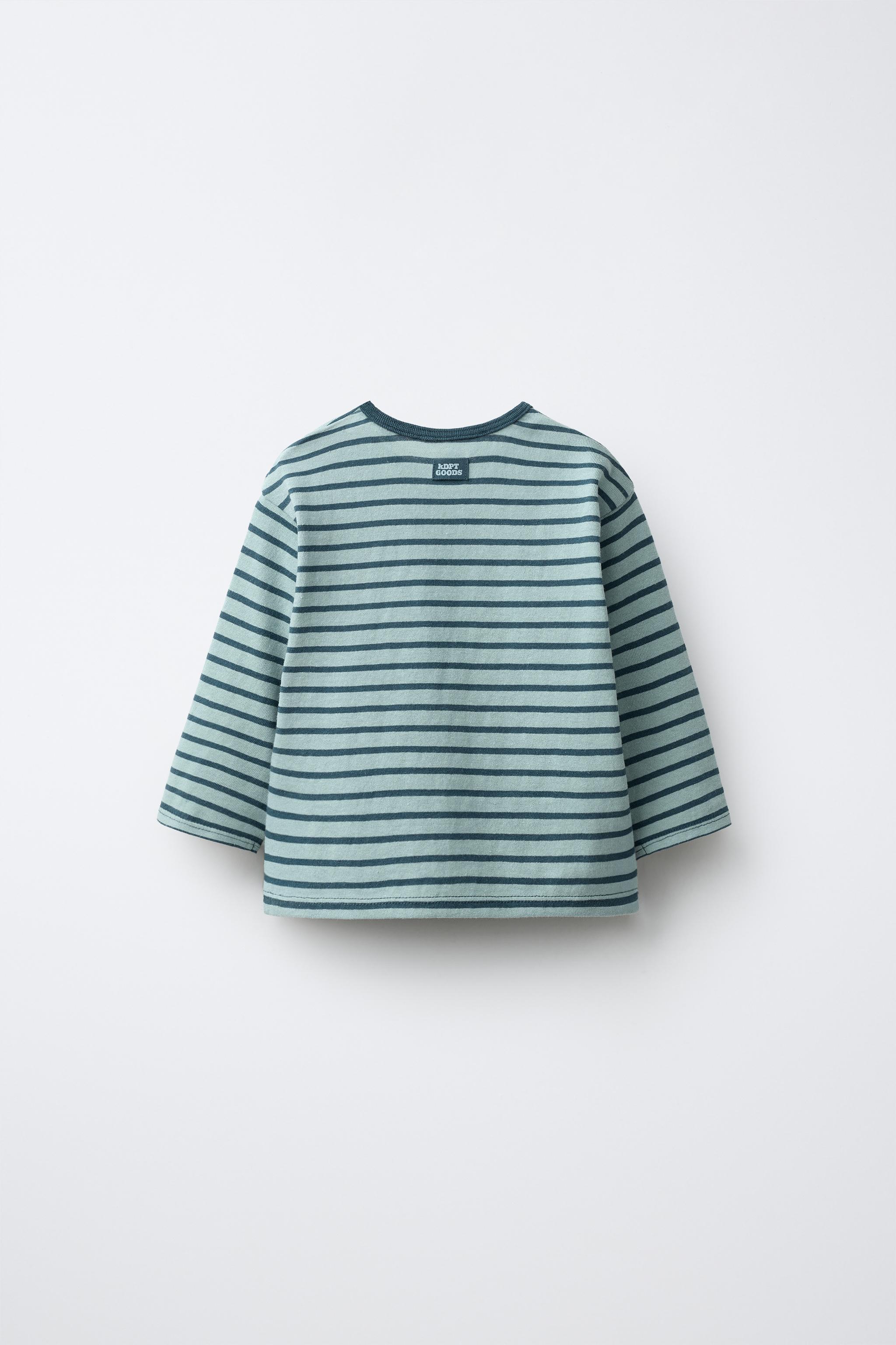 STRIPED LABEL T-SHIRT — Duck green